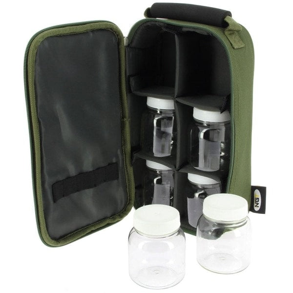Borsa porta esche con barattoli
